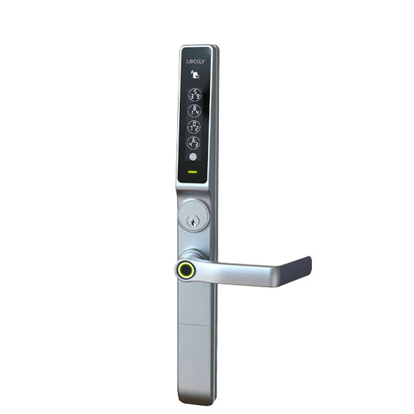 Lockly Guard DEFENDER 238LM Smart Biometric Lever Lock – Mortise Entry/Exit, RFID & Fingerprint Access, Wi-Fi/Bluetooth App Control – Satin Nickel