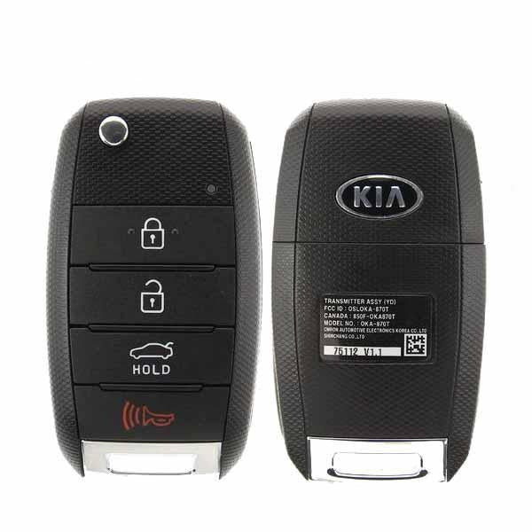 2014-2016 Kia Forte / 4-Button Flip Key / PN: 95430-A7400 / OSLOKA-OKA870T (YD) (OEM Refurb)
