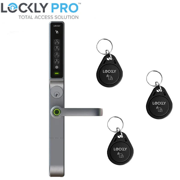 Lockly Guard DEFENDER 238LM Smart Biometric Lever Lock – Mortise Entry/Exit, RFID & Fingerprint Access, Wi-Fi/Bluetooth App Control – Satin Nickel